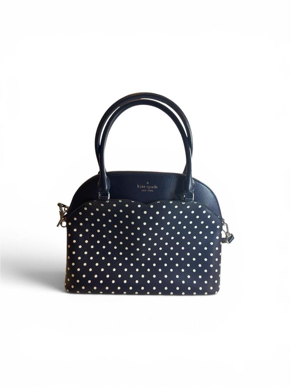 Kate Spade Payton Dome Crossbody Navy Blue with White Dots 9"H